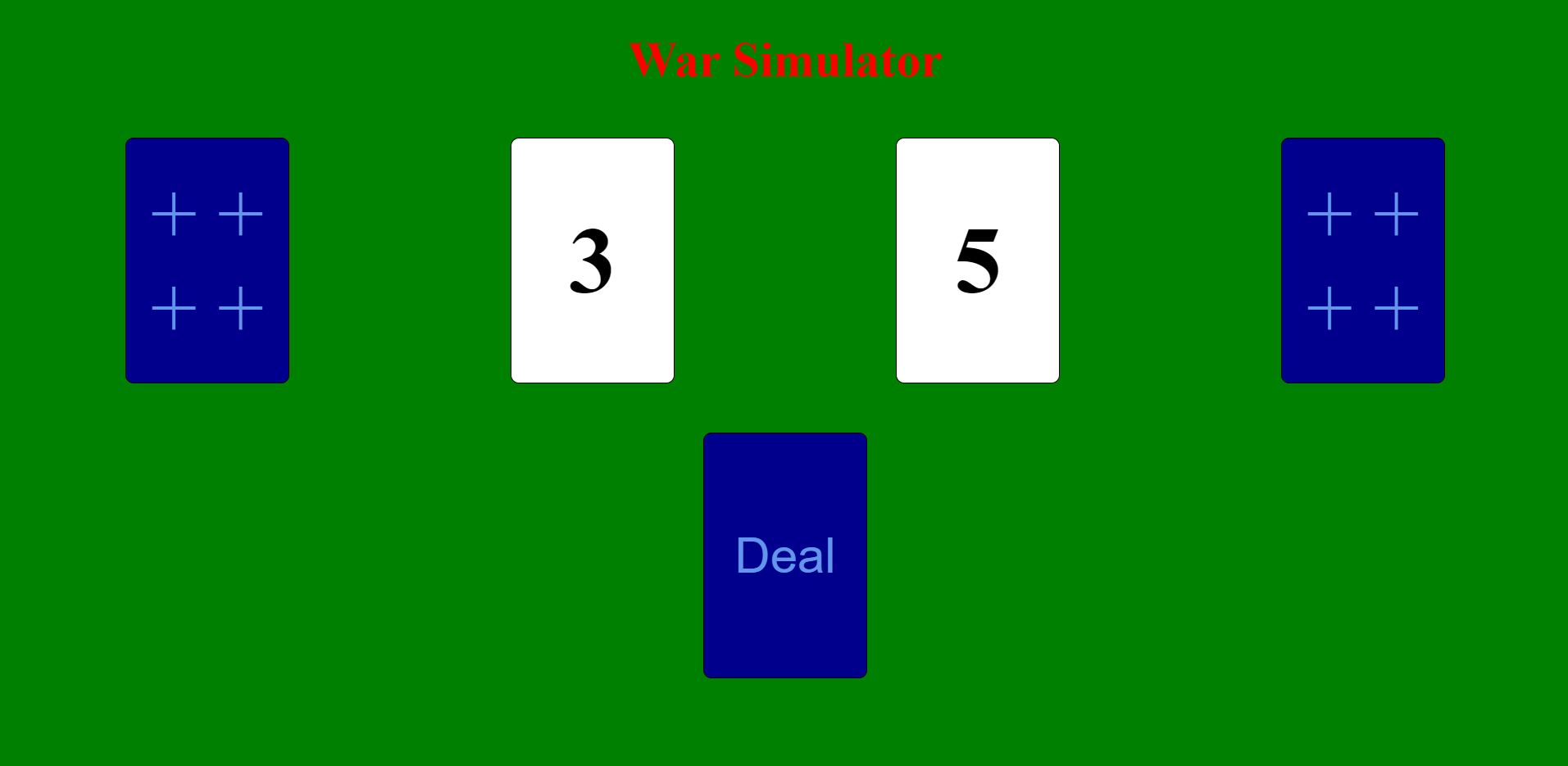 War card game UI screenshot